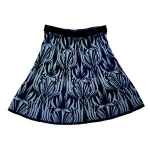 🌈2/$30 EUC Max Studio Black & Gray Abstract Floral Skater Skirt ▪️ Size M